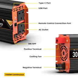 UK Pure Sine Wave Power Inverter 3000W DC 12V/24V To AC 240V Converter 50hz LCD Display Remote Solar car Inverter Transformer