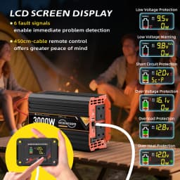 UK Pure Sine Wave Power Inverter 3000W DC 12V/24V To AC 240V Converter 50hz LCD Display Remote Solar car Inverter Transformer