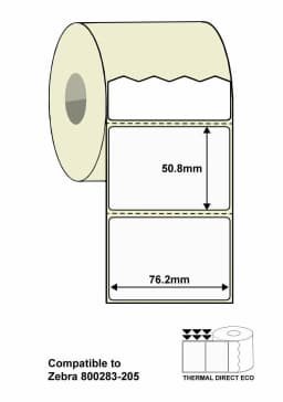 1000 Labels Tube Core 25mm 76 x 39mm Direct Thermal Labels for Thermal Printers