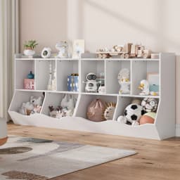 Kids Bookshelf and Bookcase Toy Storage Multi Shelf with Cubby Organizer Cabinet for Boys Girls Bedroom Children Playroom School
