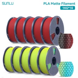 SUNLU 10KG Dual Color Matte PLA Filament 1.75mm 1kg Spool (2.2lbs) Matte 3D Printer PLA Filament Fit Most FDM Printer
