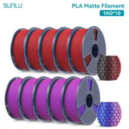 SUNLU 10KG Dual Color Matte PLA Filament 1.75mm 1kg Spool (2.2lbs) Matte 3D Printer PLA Filament Fit Most FDM Printer