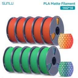 SUNLU 10KG Dual Color Matte PLA Filament 1.75mm 1kg Spool (2.2lbs) Matte 3D Printer PLA Filament Fit Most FDM Printer