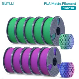 SUNLU 10KG Dual Color Matte PLA Filament 1.75mm 1kg Spool (2.2lbs) Matte 3D Printer PLA Filament Fit Most FDM Printer