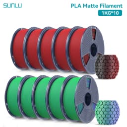 SUNLU 10KG Dual Color Matte PLA Filament 1.75mm 1kg Spool (2.2lbs) Matte 3D Printer PLA Filament Fit Most FDM Printer