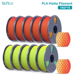SUNLU 10KG Dual Color Matte PLA Filament 1.75mm 1kg Spool (2.2lbs) Matte 3D Printer PLA Filament Fit Most FDM Printer
