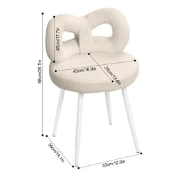 Vanity Stool With Bowknot Backrest, Living Room Bedroom Makeup Chair Adjustable Foot Pads Armless Dressing Chair Side Table Seat