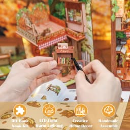 CUTEBEE Book Nook Kit DIY Miniature Model Dollhouse for Adults and Teens Bookshelf Decor 3D Wooden Puzzle for Squirrel Collector