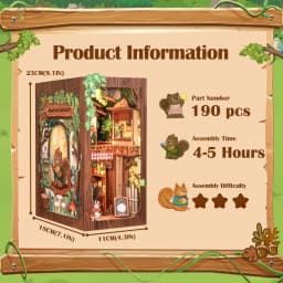 CUTEBEE Book Nook Kit DIY Miniature Model Dollhouse for Adults and Teens Bookshelf Decor 3D Wooden Puzzle for Squirrel Collector