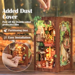 CUTEBEE Book Nook Kit DIY Miniature Model Dollhouse for Adults and Teens Bookshelf Decor 3D Wooden Puzzle for Squirrel Collector