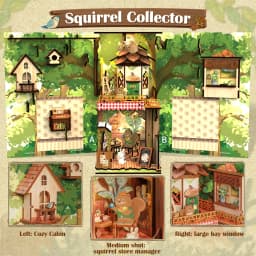 CUTEBEE Book Nook Kit DIY Miniature Model Dollhouse for Adults and Teens Bookshelf Decor 3D Wooden Puzzle for Squirrel Collector