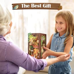 CUTEBEE Book Nook Kit DIY Miniature Model Dollhouse for Adults and Teens Bookshelf Decor 3D Wooden Puzzle for Squirrel Collector