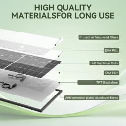 RVPOZWER 300W Solar Panel 10BB N-Type Monocrystalline 25% High Efficiency for RV Home Rooftop Off Grid Systems