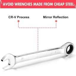 20 Piece Ratchet Spanner Set, SAE/Metric Combination Spanner Set with 72-Teeth Ratchet-Spanner, Cr-V Steel with Tool Bag