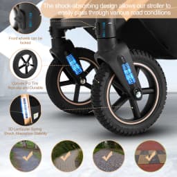 3 in 1 Baby Stroller Fold Pram Carriage Newborn Infant Stroller High Landscape Aluminum Frame Luxurious Portable for Travel Multi-functional Cart Can Sit Reclining easy Folding Strollers