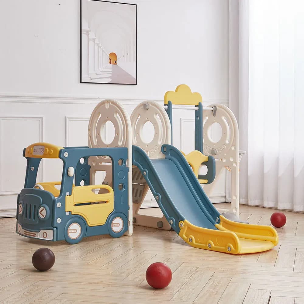 Voltsify Blue Yellow 3 in 1 Kids Toddler Swing and Slide Playset