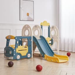 Voltsify Blue Yellow 3 in 1 Kids Toddler Swing and Slide Playset