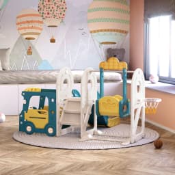 Voltsify Blue Yellow 3 in 1 Kids Toddler Swing and Slide Playset