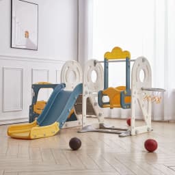 Voltsify Blue Yellow 3 in 1 Kids Toddler Swing and Slide Playset