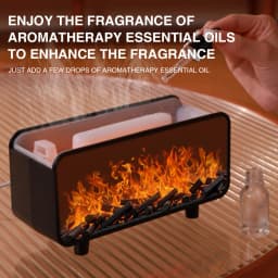 7 Colors Fire Aroma Diffuser Humidifier Mute Work for Home Office Yoga (Black)