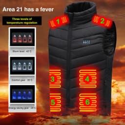 21 Area Heated Vest Thermal Warm Waistcoat Electric Heating Jacket (Black 5XL)
