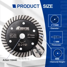 SHDIATOOL Dia75mm Diamond Tile Saw Blade 5Pcs Superthin Cutiing Disc For Ceramic Tile Marble 3Inch Mini Circular Cutter Plate