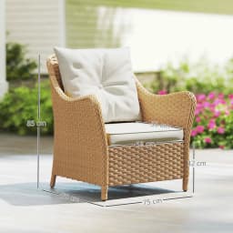 Outsunny Rattan Garden Chairs Set of 2, Outdoor Rattan Chairs with Cushions, Armrests and High Back, Porch, Beige