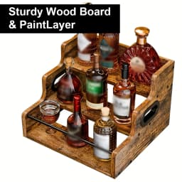 Liquor Bottle Display Shelf 3 Step Countertop Wine Rack Retro Bar Shelf Stand for Liquor Whiskey Spirits