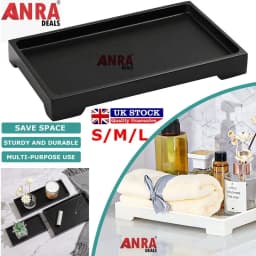 S/M/L Size Multi-Purpose Serving Tray Resin Bathroom Vanity Tray Toilet Tank Storage Kitchen Sink Countertop Organizer Dish