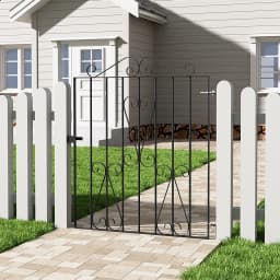 Voltsify Modern Metal Garden Gate Fence Gate Black, 85cm W x 104cm H