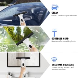 Cordless Window Vac Cleaner & Spray Bottle, Suction Nozzle: 280 Mm For Windows, Tiles, Mirrors & Shower Streak-Free Cleaning