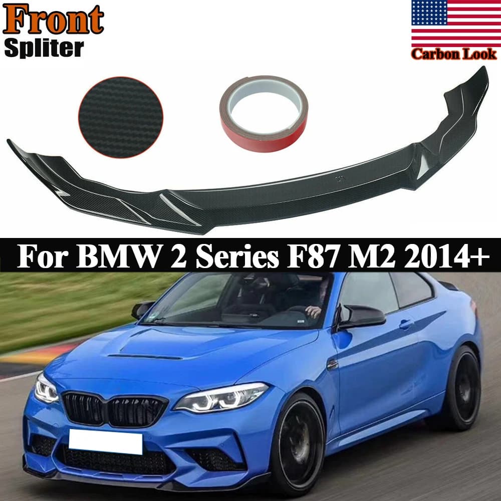 For BMW F87 M2 2019-2021 Front Bumper Splitter Spoiler Lip Carbon Fiber Look Style Magickit