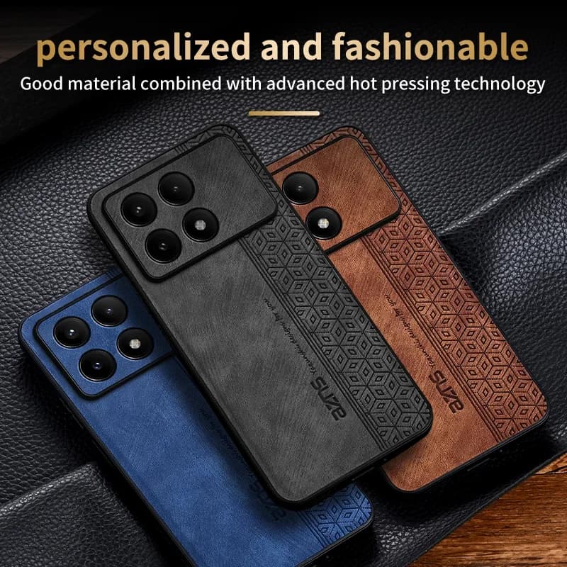 Leather Matte Texture Phone Case For Poco F6 X5 Pro X4 GT 5G C65 Shockproof Business Protection Cases For Poco M6 F5 Pro Cover