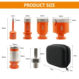 BGTEC 6pcs/kit Diamond Core Drill Bit Set With Lightning Teeth 6-25mm M14 Thread For Porcelain Tile Ceramic Marble Haw Sole