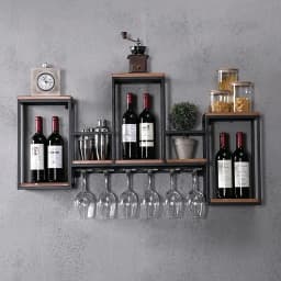 Wine Rack Wall Mounted Shelf, Industrial Hanging Bottle Display Storage with Holder,Solid Wood Glass Holder Ceiling for Bar Cafe