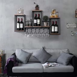 Wine Rack Wall Mounted Shelf, Industrial Hanging Bottle Display Storage with Holder,Solid Wood Glass Holder Ceiling for Bar Cafe