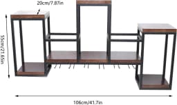 Wine Rack Wall Mounted Shelf, Industrial Hanging Bottle Display Storage with Holder,Solid Wood Glass Holder Ceiling for Bar Cafe