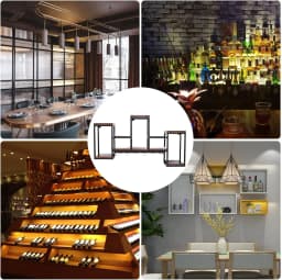 Wine Rack Wall Mounted Shelf, Industrial Hanging Bottle Display Storage with Holder,Solid Wood Glass Holder Ceiling for Bar Cafe