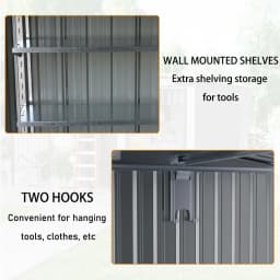 Voltsify Outdoor Metal Firewood Storage Shed with Lean-to Roof Heavy-Duty Powder-Coated Steel Rack Built-In Hooks/Shelf for Logs
