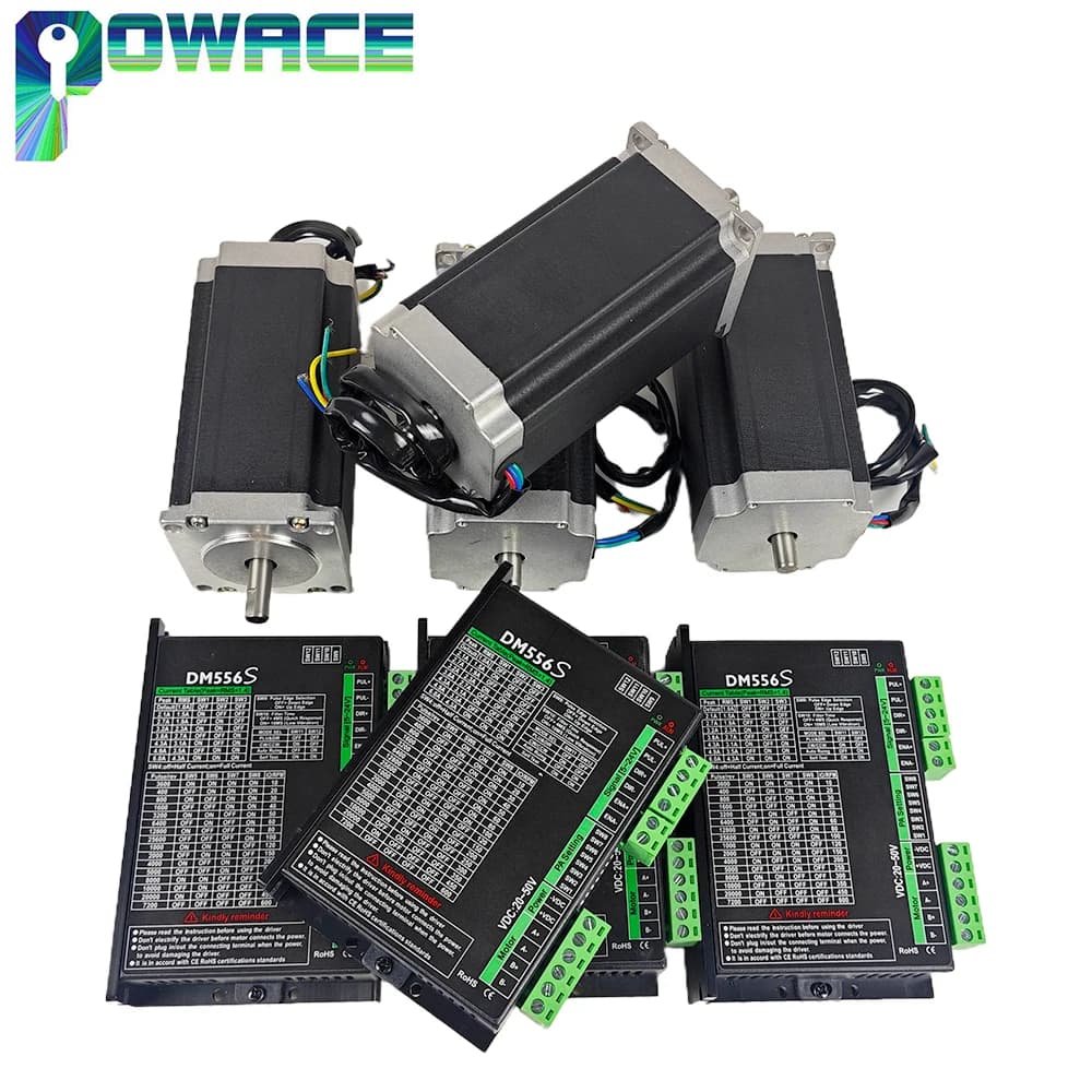 3Pcs 4pcs 23HS2430B 8Daul Shaft Nema23 57 Stepper Motor 112mm 3A 2.8N.m 1.8° + DM556S Motor Driver CNC Controller Kit