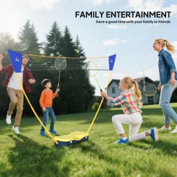 HOMCOM Portable Folding Badminton Net Set with 4 Badminton Rackets and 2 Nylon Shuttlecocks, for Adult Exercise Training