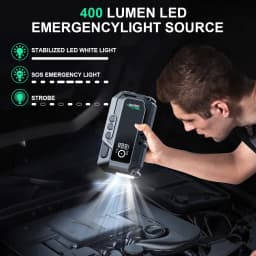 4 in 1 7500A Car Jump Starter With Air Compressor Pack Booster 12V Power Bank QC 3.0 with Flashlight Start Up to All Gas