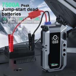 4 in 1 7500A Car Jump Starter With Air Compressor Pack Booster 12V Power Bank QC 3.0 with Flashlight Start Up to All Gas