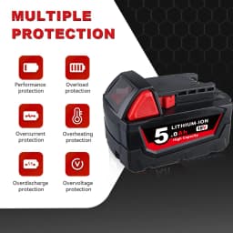 1/2/4 Pcs 5.0Ah M18 Replace for Milwaukee 18V 48-11-1850 48-11-1860 Li-on Battery Pin Compatible with 18V Cordless Power Tools