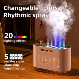 7 Colors LED Night Light Music Sync Air Humidifiers with 5 Nozzle Spray Aromatherapy Diffuser Essential Oil Diffuser for Bedroom
