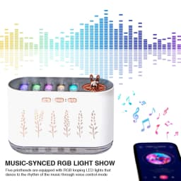 7 Colors LED Night Light Music Sync Air Humidifiers with 5 Nozzle Spray Aromatherapy Diffuser Essential Oil Diffuser for Bedroom