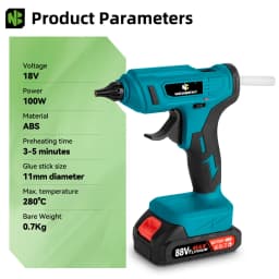 NEWBENY 280°C 100W Electric Hot Melt Glue Gun Cordless Home Graft DIY Repair Tool with 10pcs Glue Sticks for Makita Battery Pin