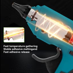 NEWBENY 280°C 100W Electric Hot Melt Glue Gun Cordless Home Graft DIY Repair Tool with 10pcs Glue Sticks for Makita Battery Pin