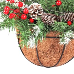 Voltsify Pre Lit Artificial Christmas Hanging Basket with Frosted Pine Cone