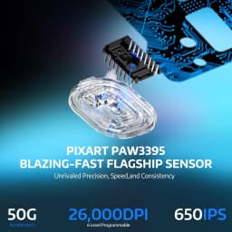 ATTACK SHARK X6 49g SUPERLIGHT Wireless Gaming Mouse with RGB Charging Dock,26000DPI,  2.4G/USB-C Wired/Bluetooth, Grip Tape